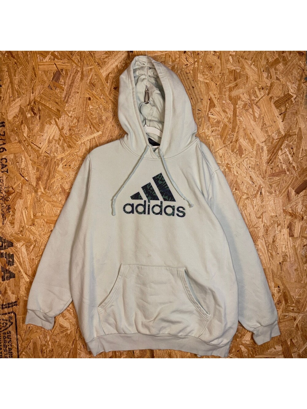 Adidas Mens 2XL Light Green Logo Pullover Hoodie Sweatshirt